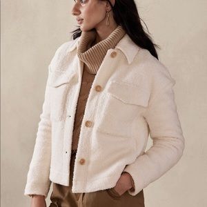 White/cream Sherpa trucker jacket